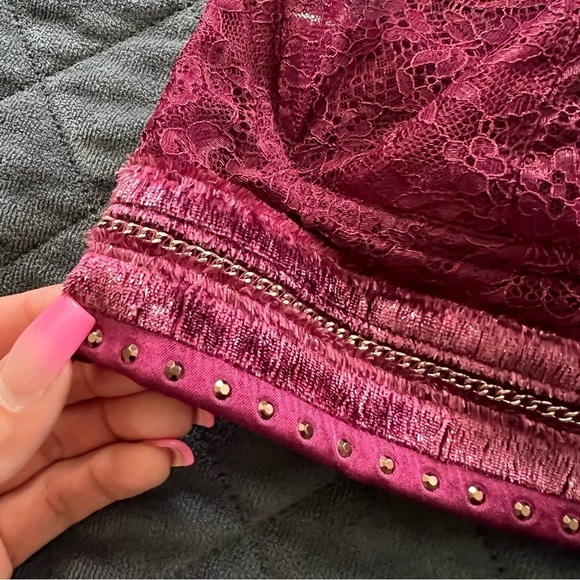 Victoria Secret bralette bra Women Medium Lace Burgundy Halter Sheer Keyhole b14 - Picture 8 of 8